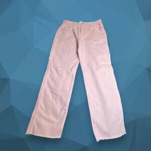 Madewell NWT Peachy Pink Raw Hem Straight Leg Cotton Jeans Size 28